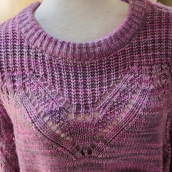 NWT Nic+Zoe Purple and Cream Knit Sweater-Size M - Picture 3 of 5